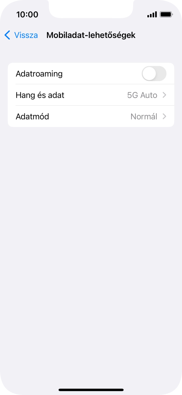 Kattints az „Adatroaming” melletti csúszkára a funkció be- vagy kikapcsolásához.