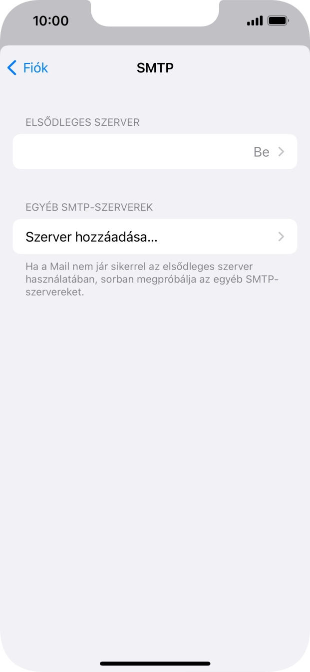 Kattints az „ELSŐDLEGES SZERVER” alatti mezőre.