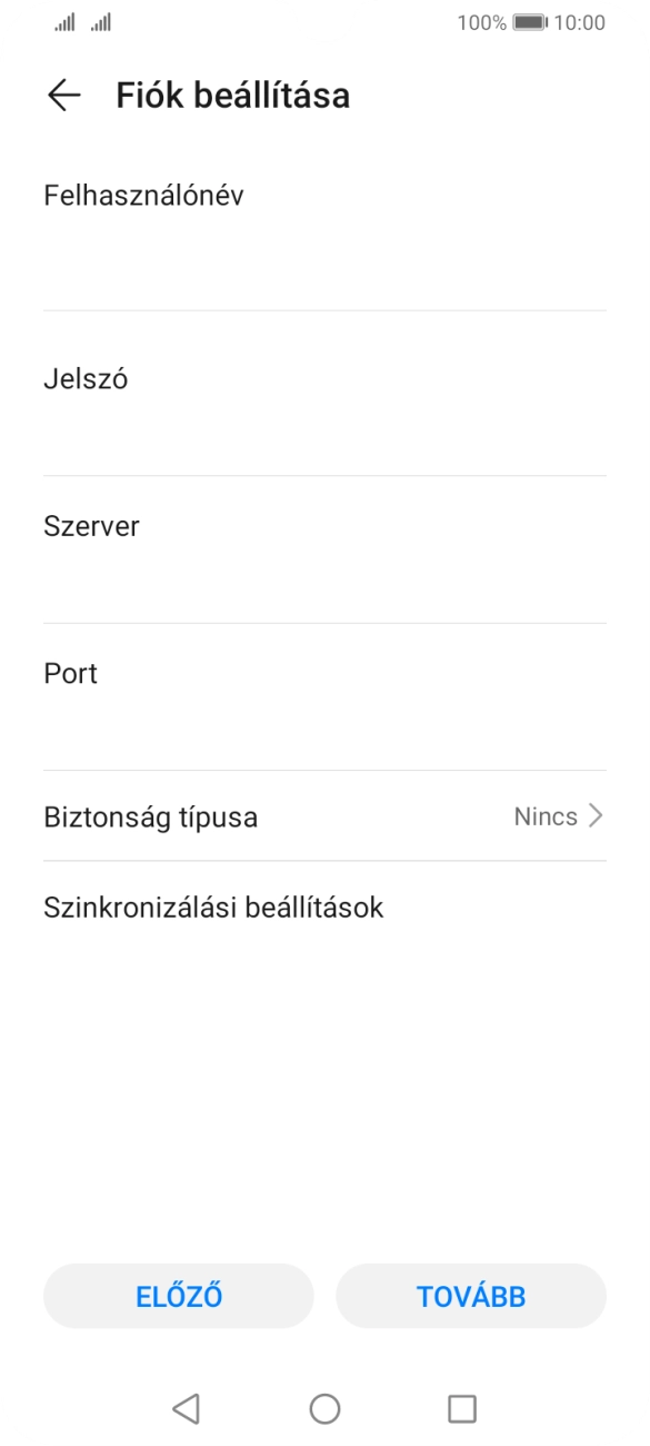 Kattints a „Felhasználónév” alatti mezőre, és írd be az e-mail-fiókodhoz tartozó felhasználónevet.