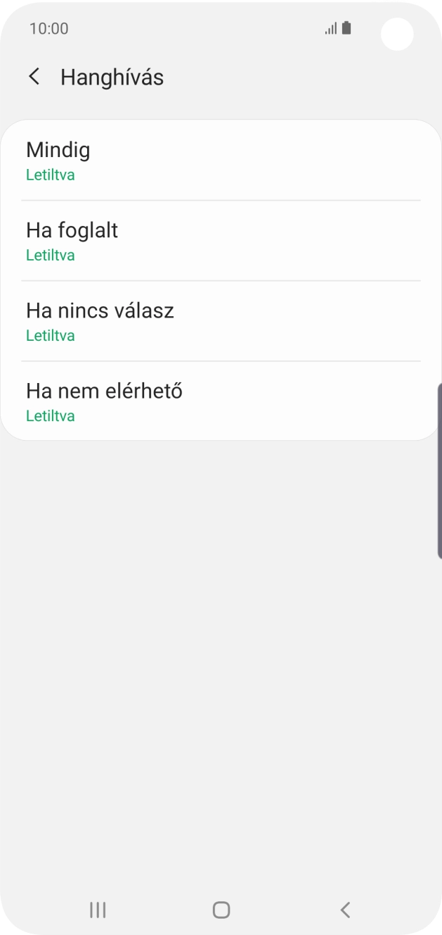 Kattints a kívánt hívásátirányítás-típusra.