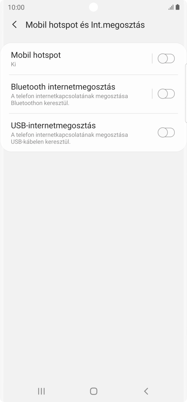 Válaszd a Mobil hotspot lehetőséget. Válaszd a Mobil hotspot lehetőséget.