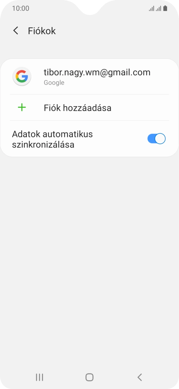 Válaszd a Fiók hozzáadása lehetőséget.