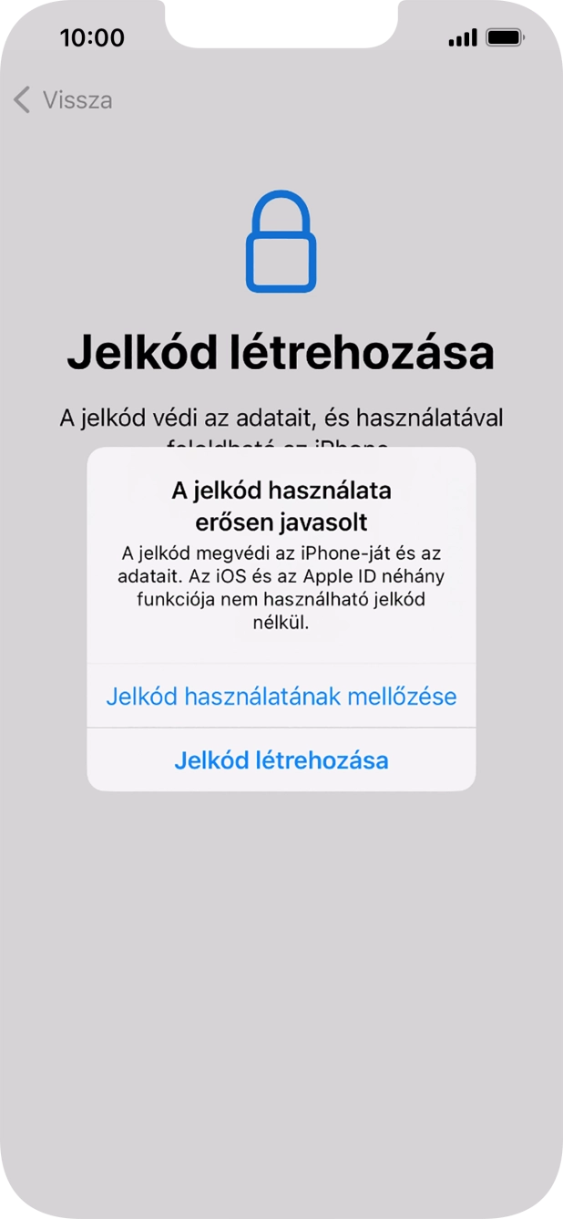 Ha kikapcsolod a funkciót, válaszd a Jelkód használatának mellőzése lehetőséget.