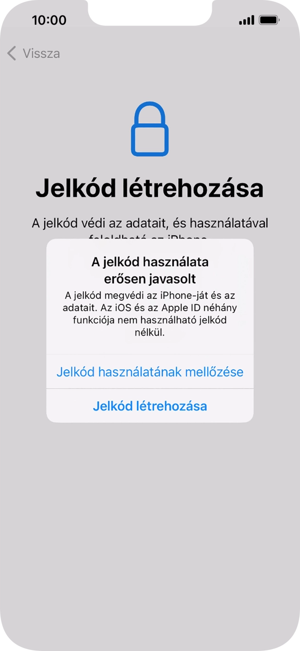 Ha kikapcsolod a funkciót, válaszd a Jelkód használatának mellőzése lehetőséget.