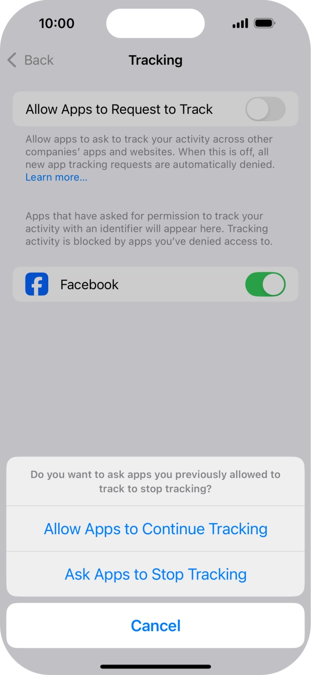 If you turn off the function, press the required setting.