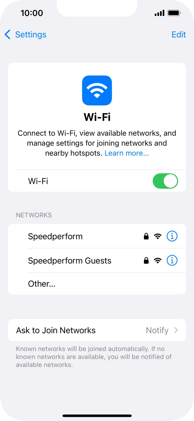 Press the required Wi-Fi network and key in the password for the Wi-Fi network.