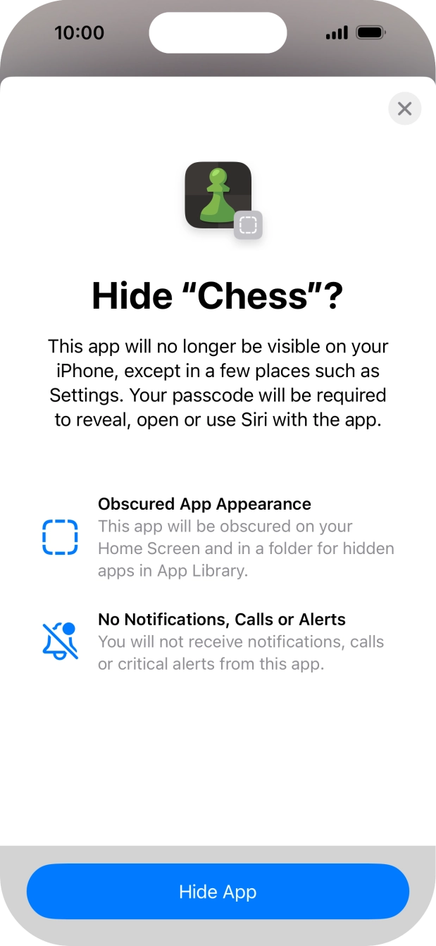 Press Hide App.