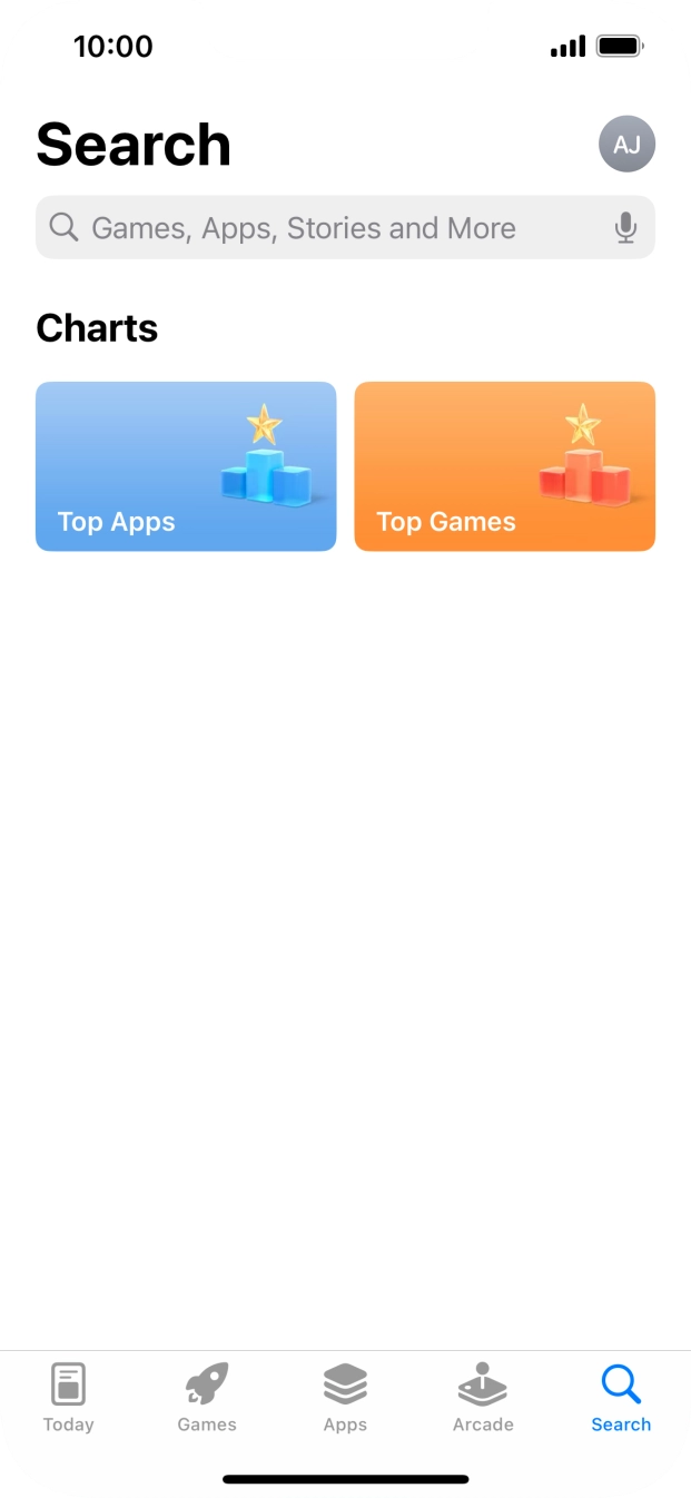 Press the search field and key in the name or subject of the required app.