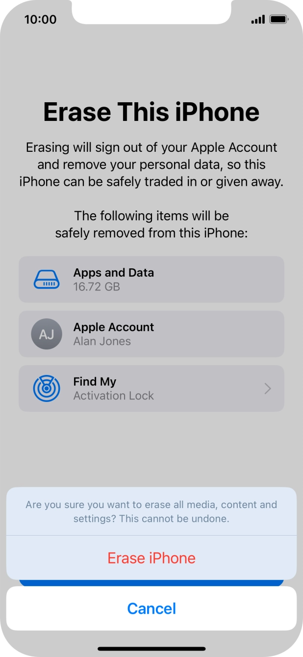 Press Erase iPhone. Press Erase iPhone.