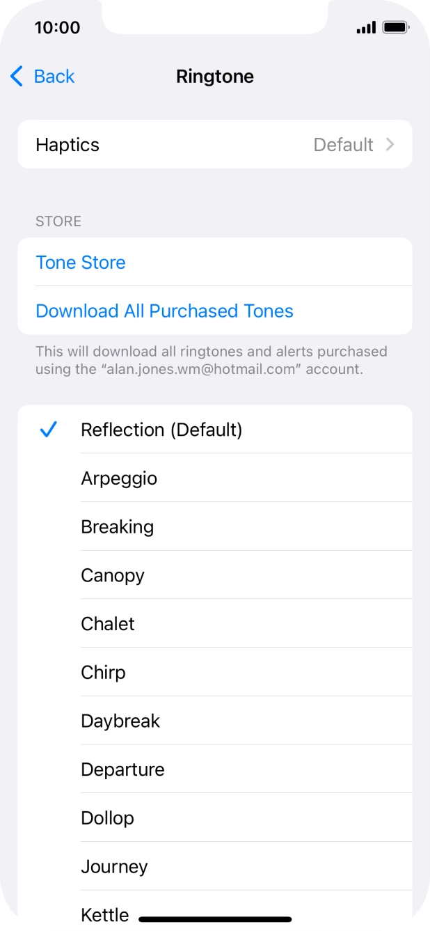 Press the different ring tones to hear them.
