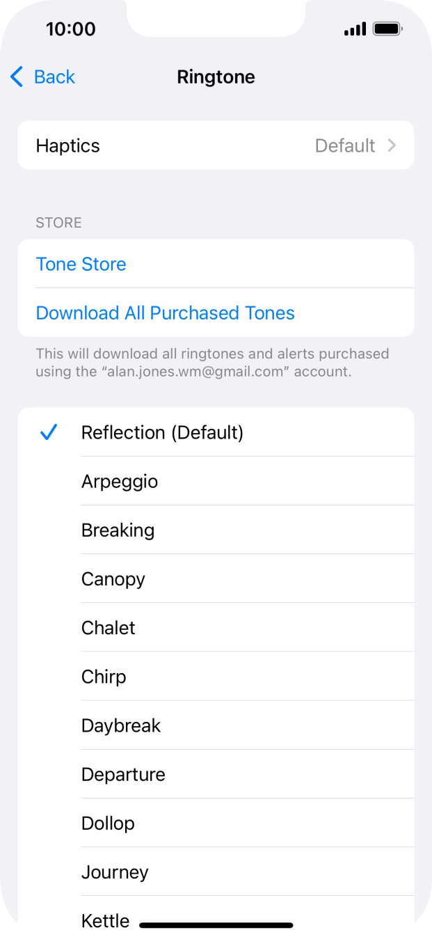 Press the different ring tones to hear them.