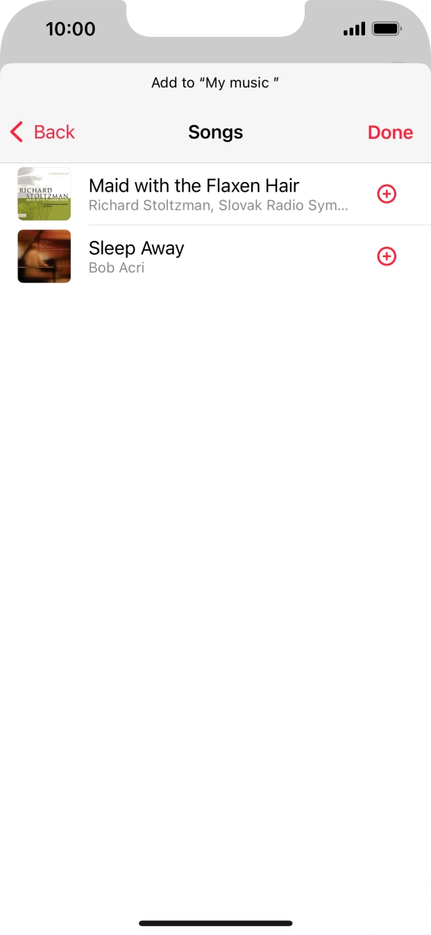 Go to the required category and press the add icon next to the required audio file.