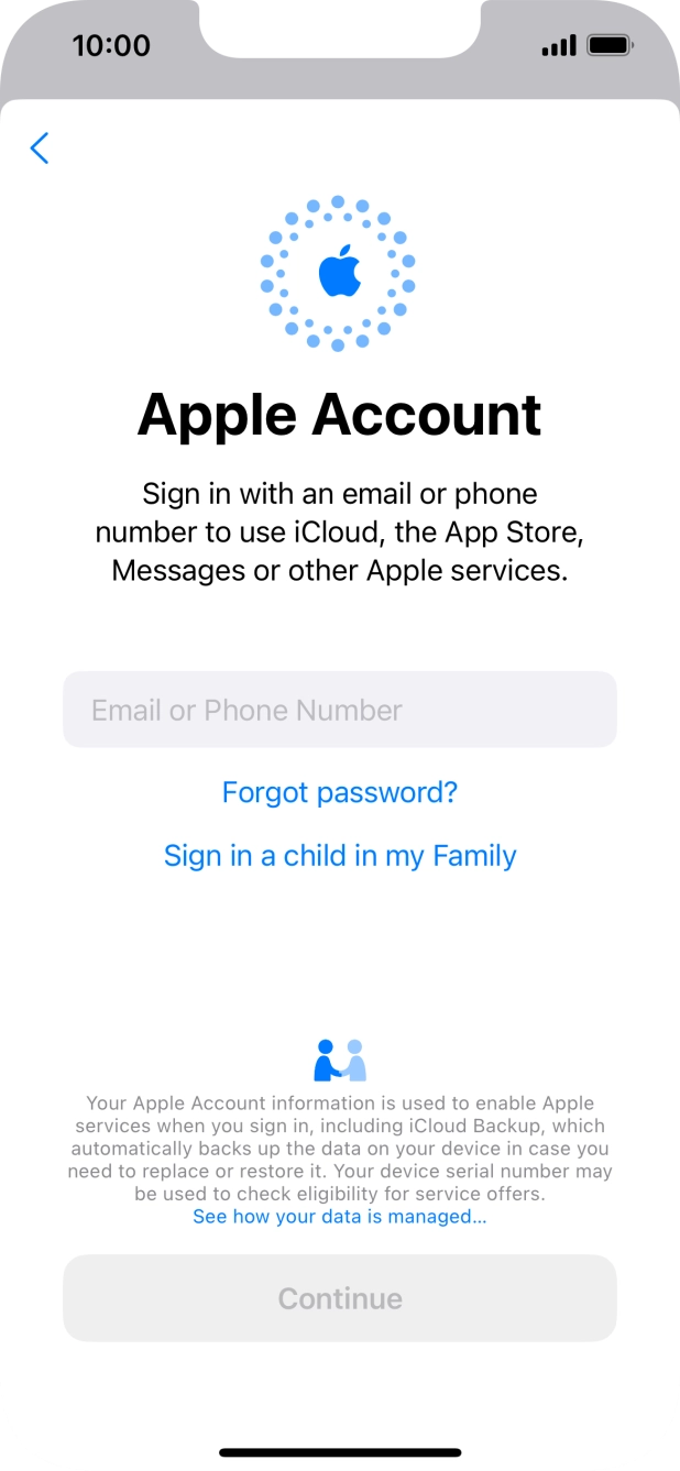 Press Email or Phone Number and key in the username for your Apple ID.