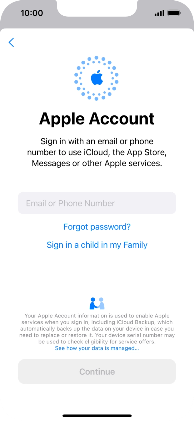 Press Email or Phone Number and key in the username for your Apple ID.