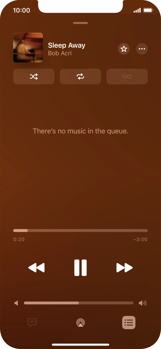 Press the shuffle icon to turn the function on or off.