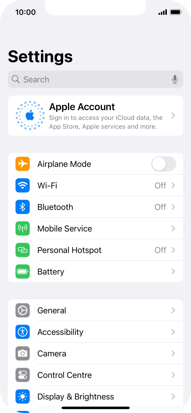 Press Apple Account.