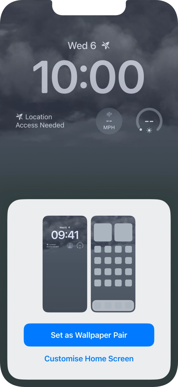 To use the same colour theme on the home screen, press Set as Wallpaper Pair.