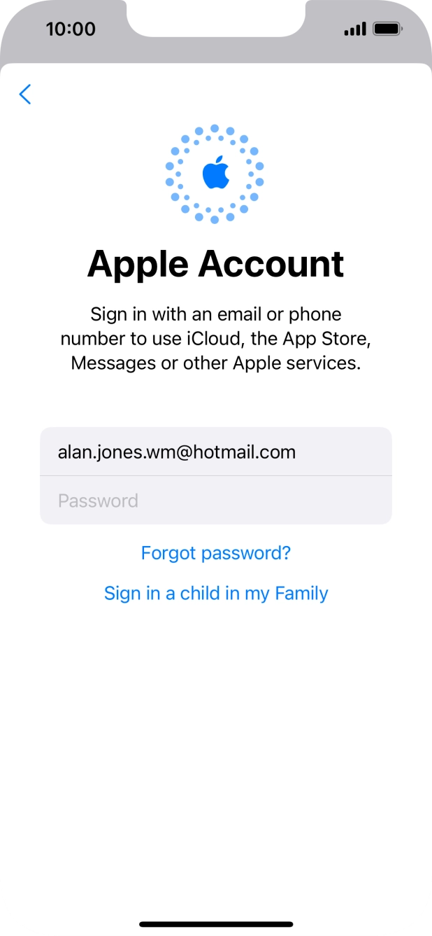 Press Password and key in the password for your Apple ID.