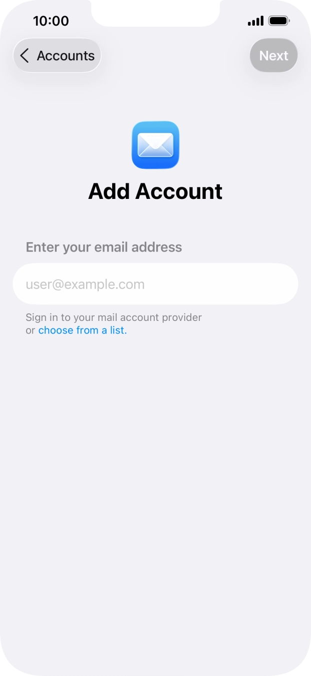 Press the field below 'Enter your email address' and key in your email address.