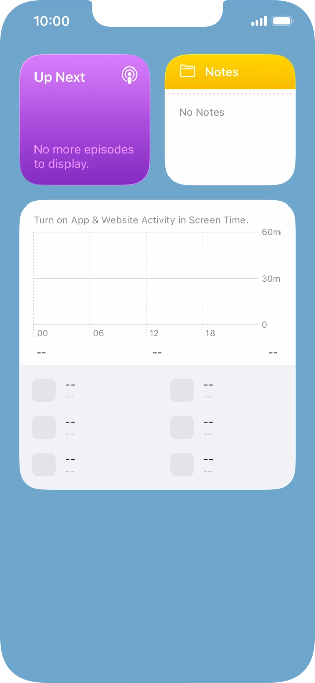 Slide your finger up or down on the screen to see more widgets.