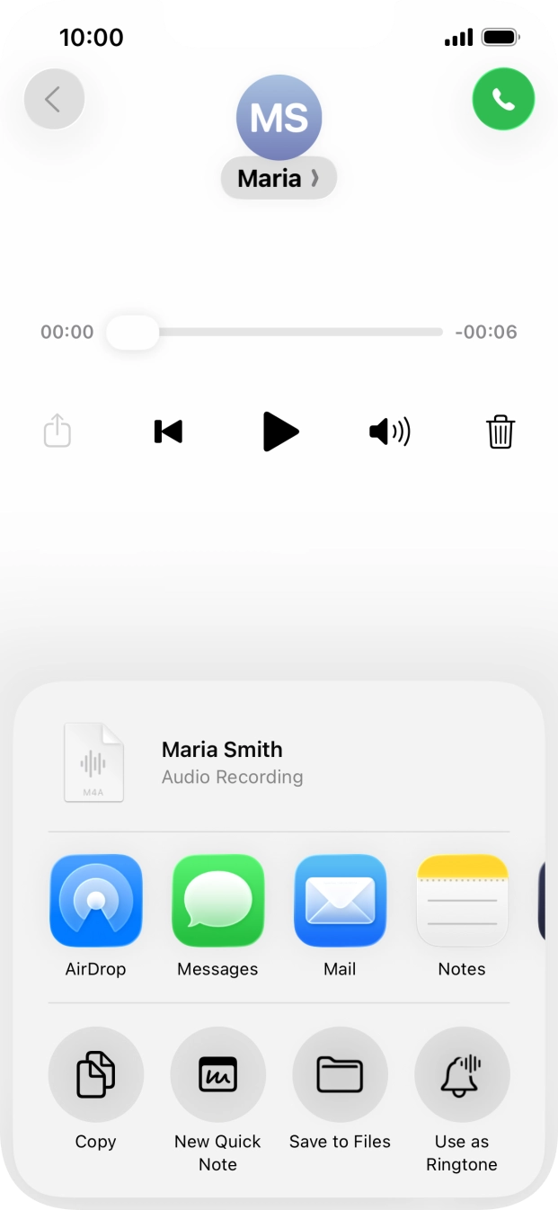 Press the required setting and follow the instructions on the screen to share or save the message. Press the required setting and follow the instructions on the screen to share or save the message.