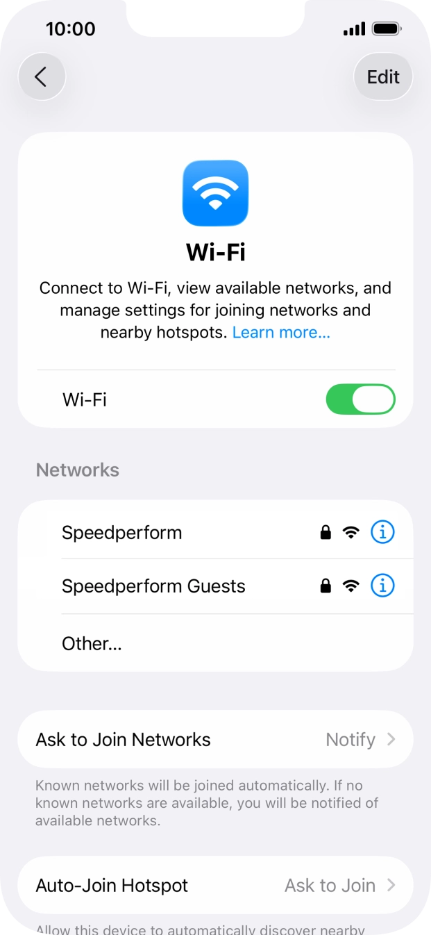 Press the required WiFi network and key in the password for the WiFi network.