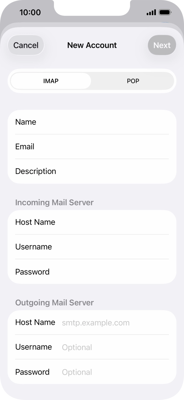 Press Host Name and key in the name of your email provider's outgoing server.