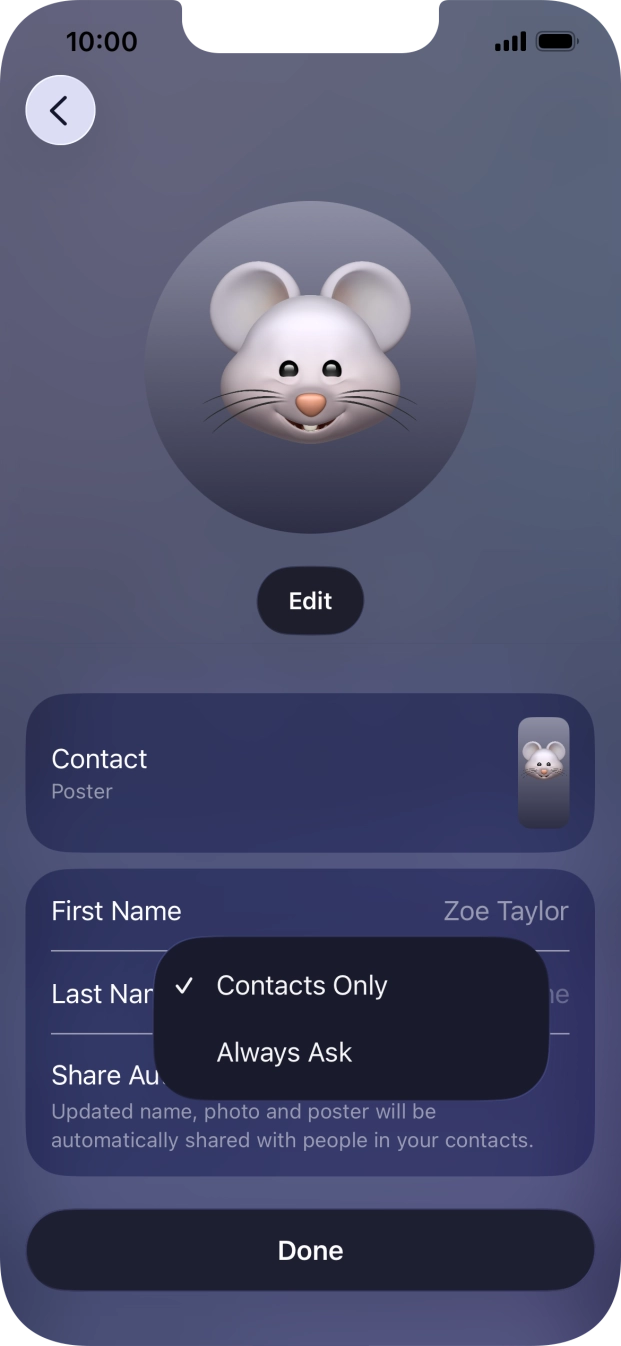 Press the required setting. Press the required setting.