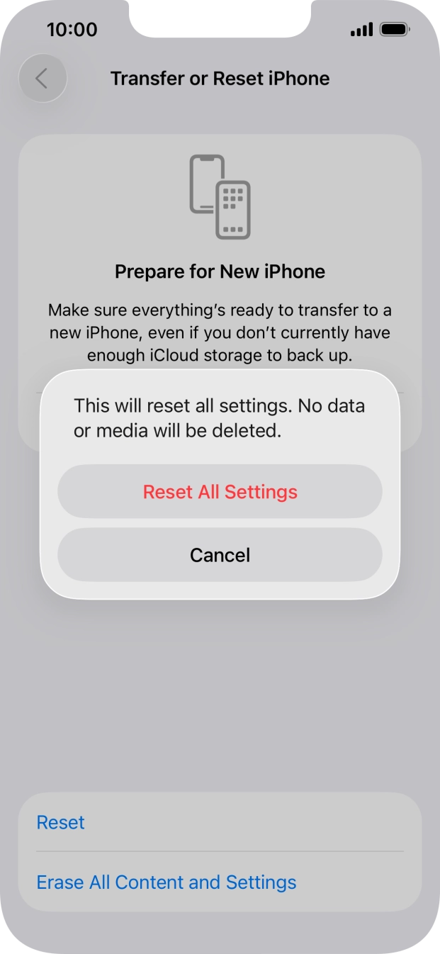 Press Reset All Settings.