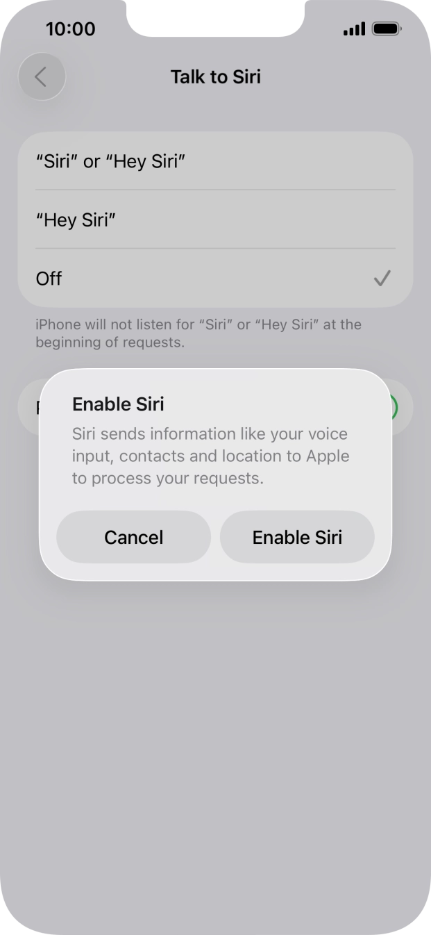 Press Enable Siri.