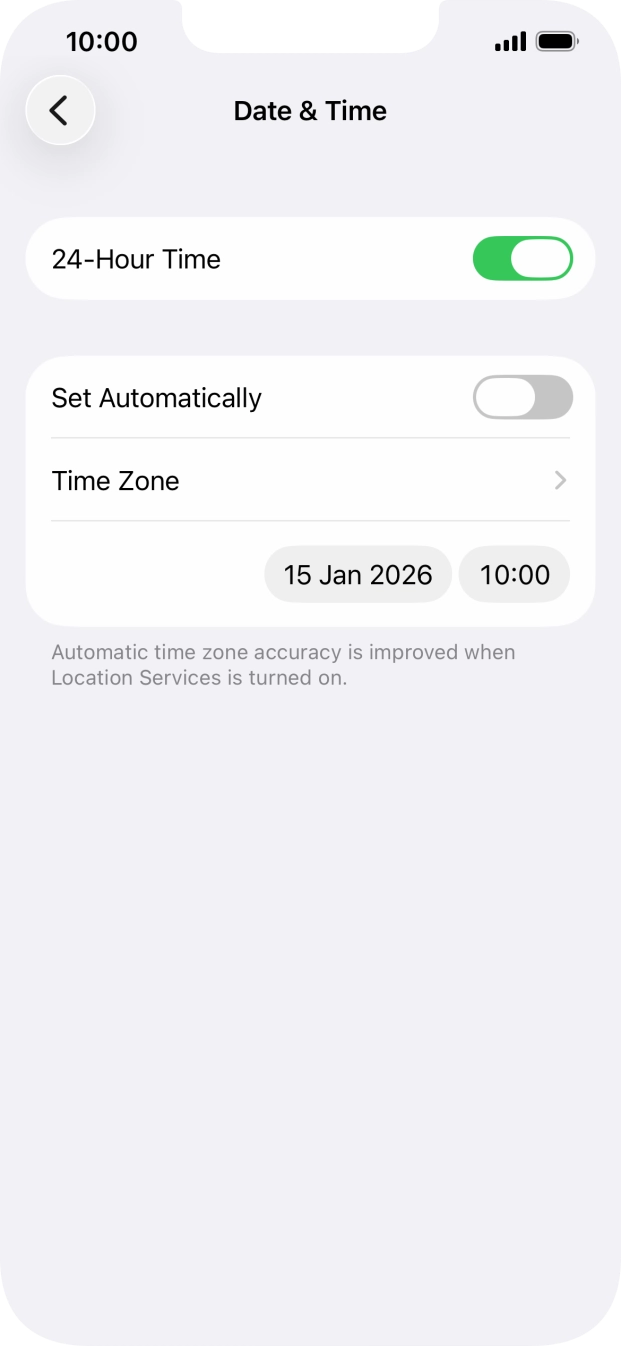 Press the indicator next to 'Set Automatically' to turn on the function.