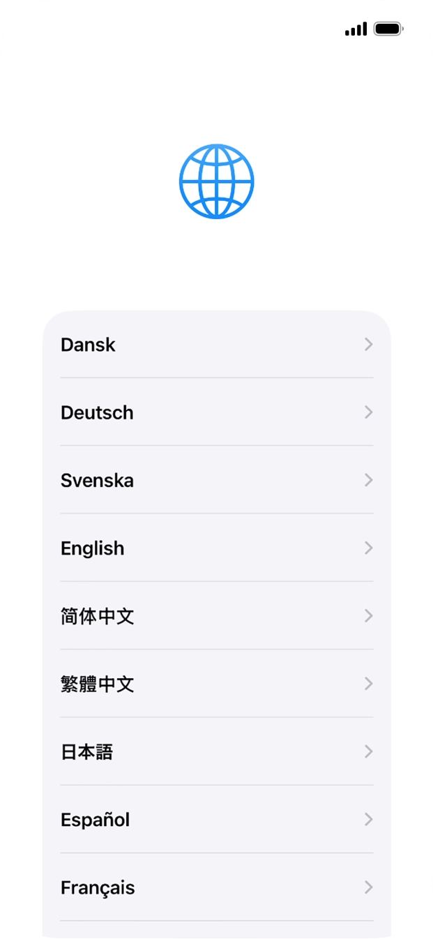 Press the required language.