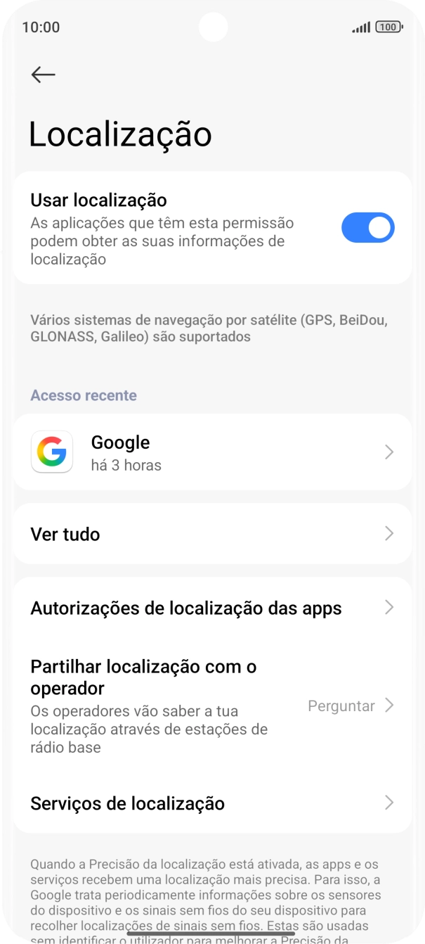 Prima Autorizações de localização das apps.