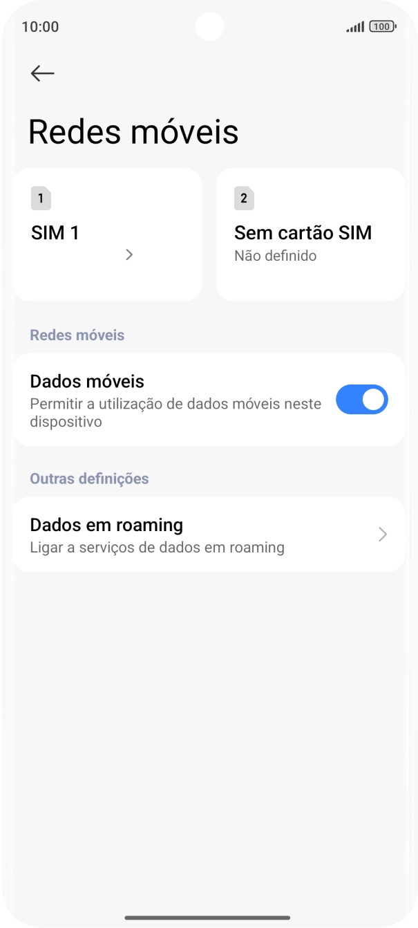 Prima o nome do cartão SIM.