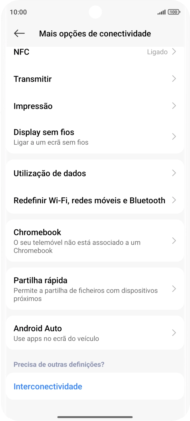 Prima Redefinir Wi-Fi, redes móveis e Bluetooth.