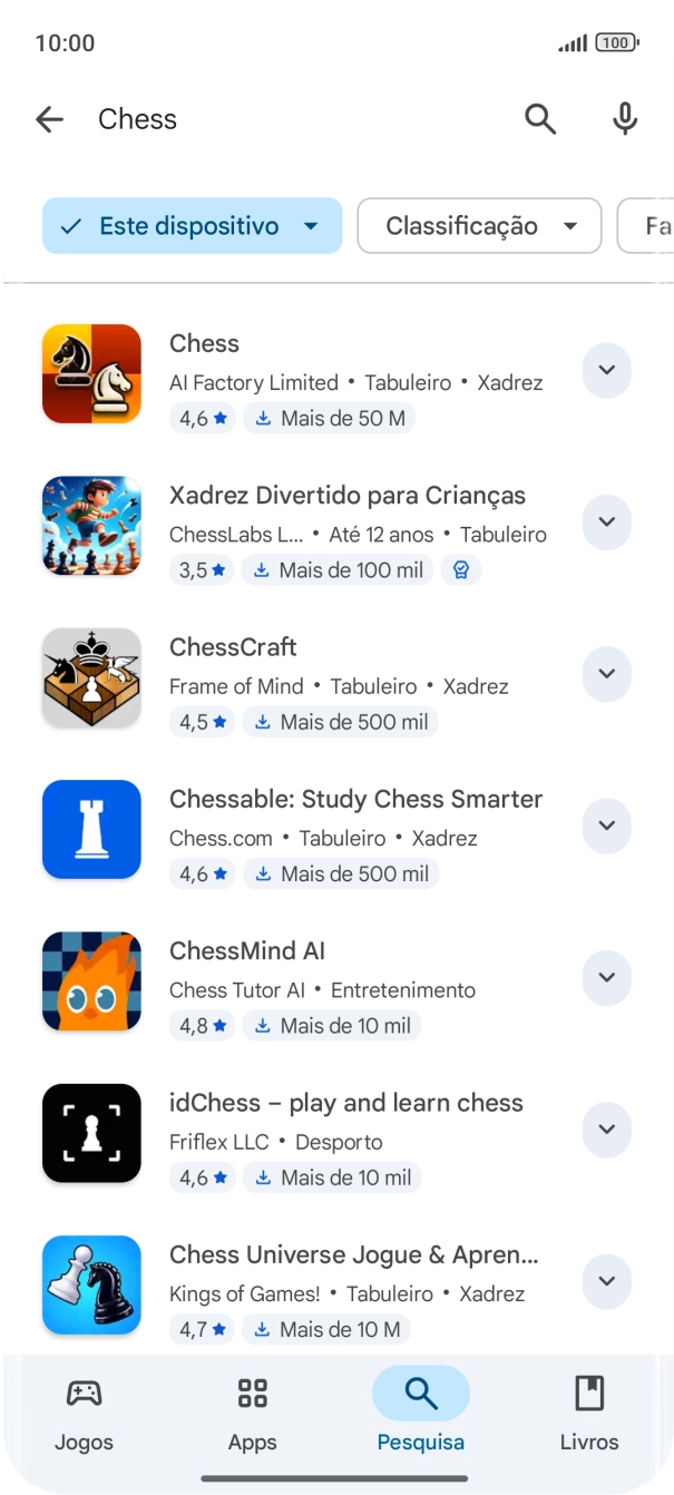 Prima a app pretendida.