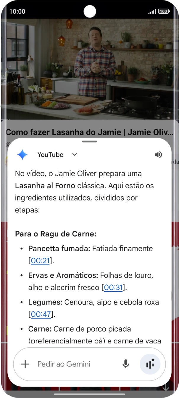 A resposta da Gemini à sua pergunta é agora mostrada no ecrã.