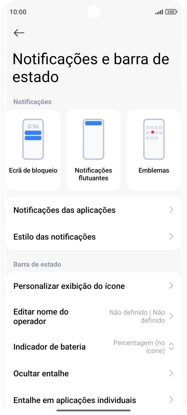 Prima Notificações das aplicações.