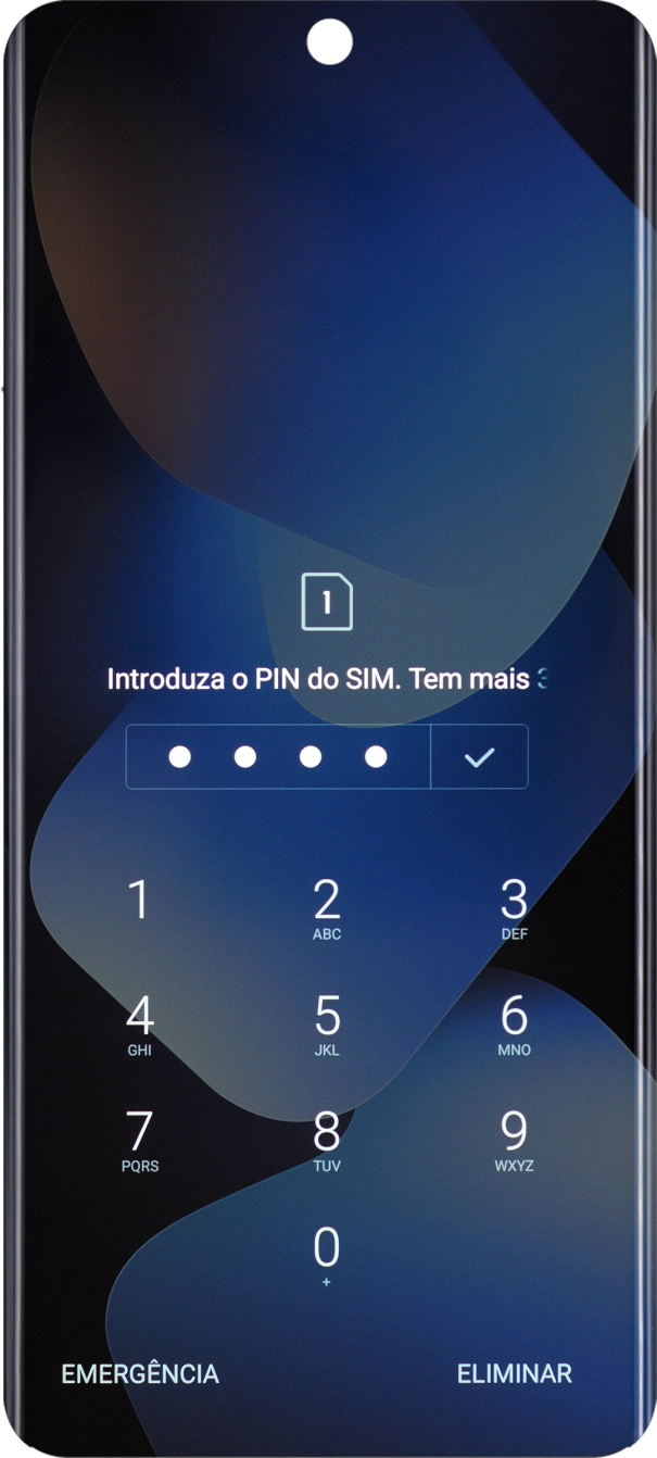 Se necessário, introduza o código PIN e prima o ícone para aceitar.
