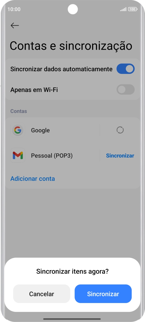 Se ativar a função, prima Sincronizar.