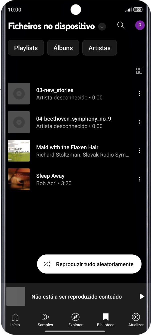 Prima o ficheiro de música pretendido.