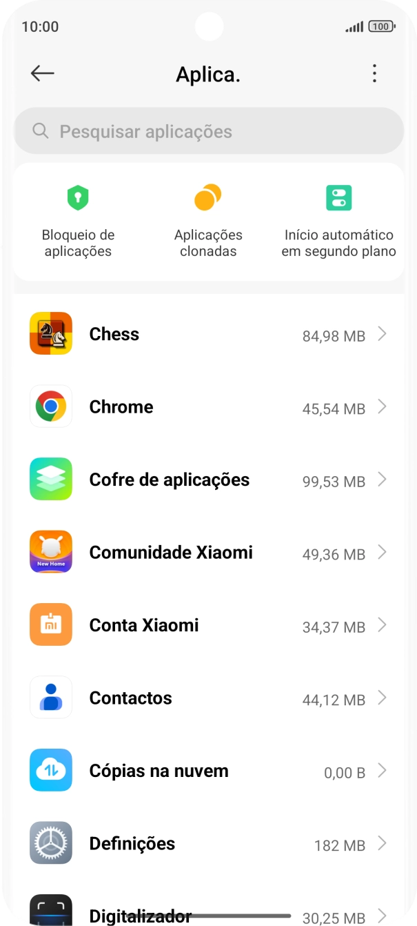 Prima a app pretendida.
