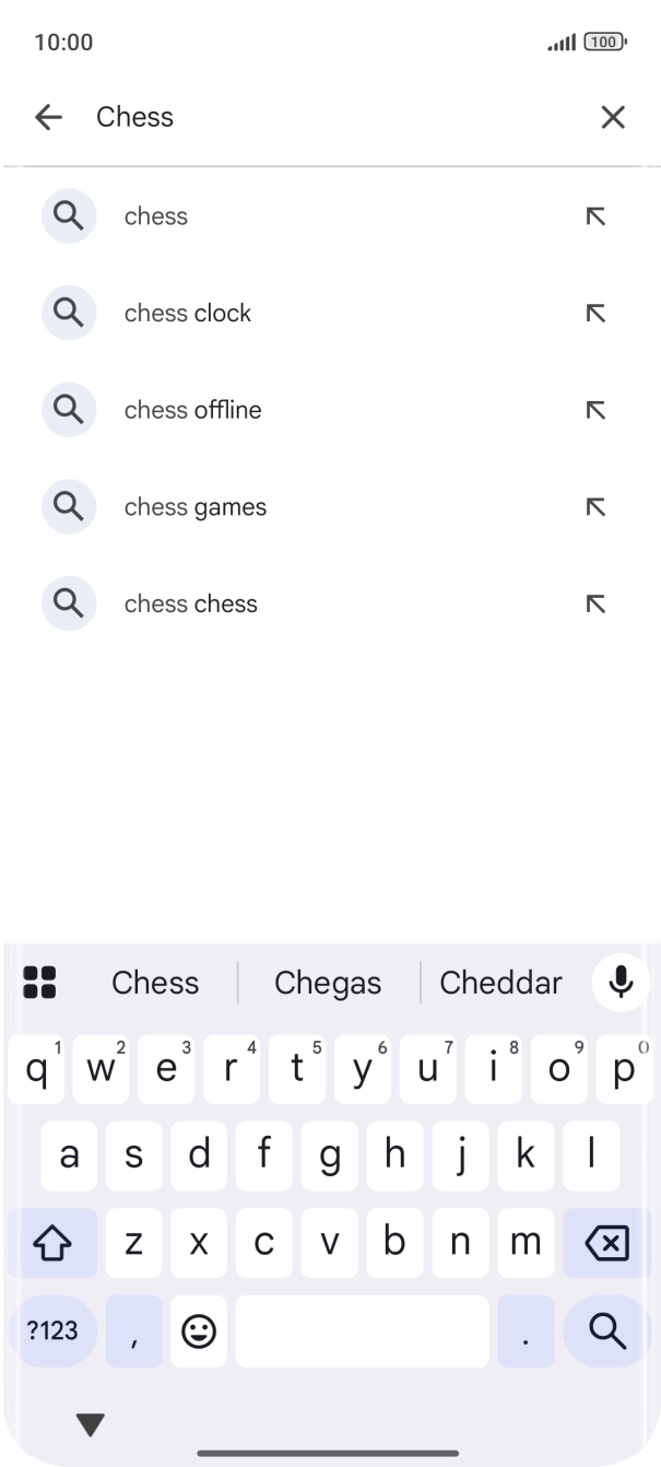 Introduza o nome ou categoria da app pretendida e prima o ícone para pesquisar.