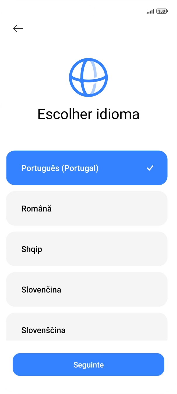 Prima o idioma pretendido.