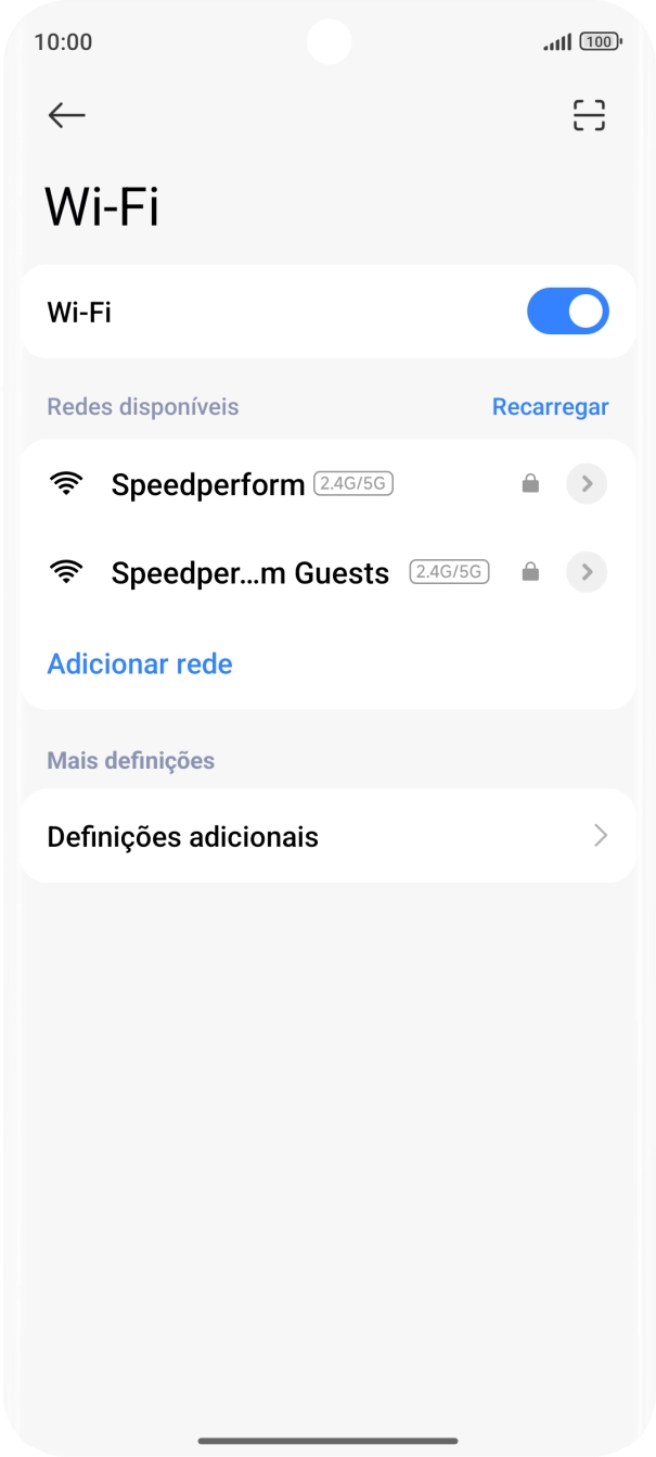 Prima a rede pretendida.