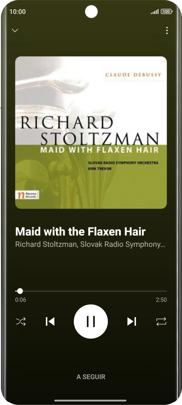 Prima a seta para a direita para ir para o ficheiro de música seguinte.