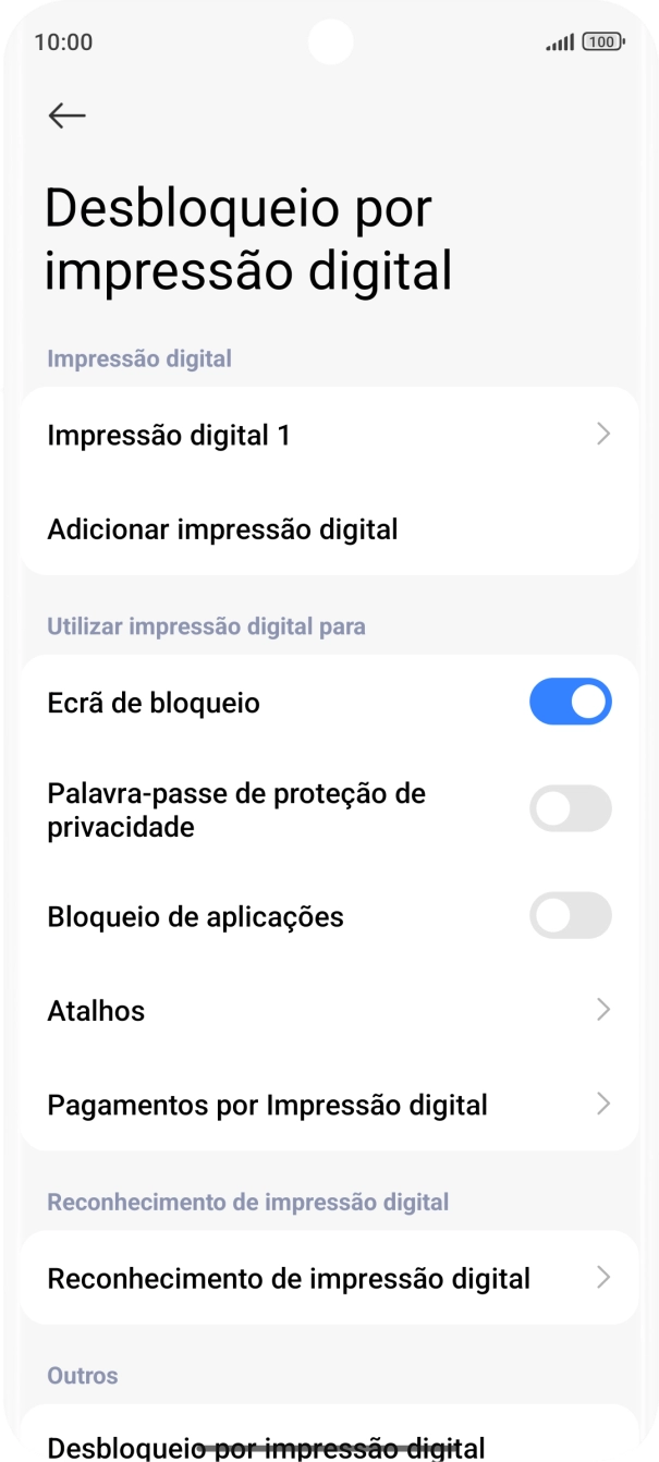 Prima os indicadores junto às definições pretendidas para as ativar ou desativar.