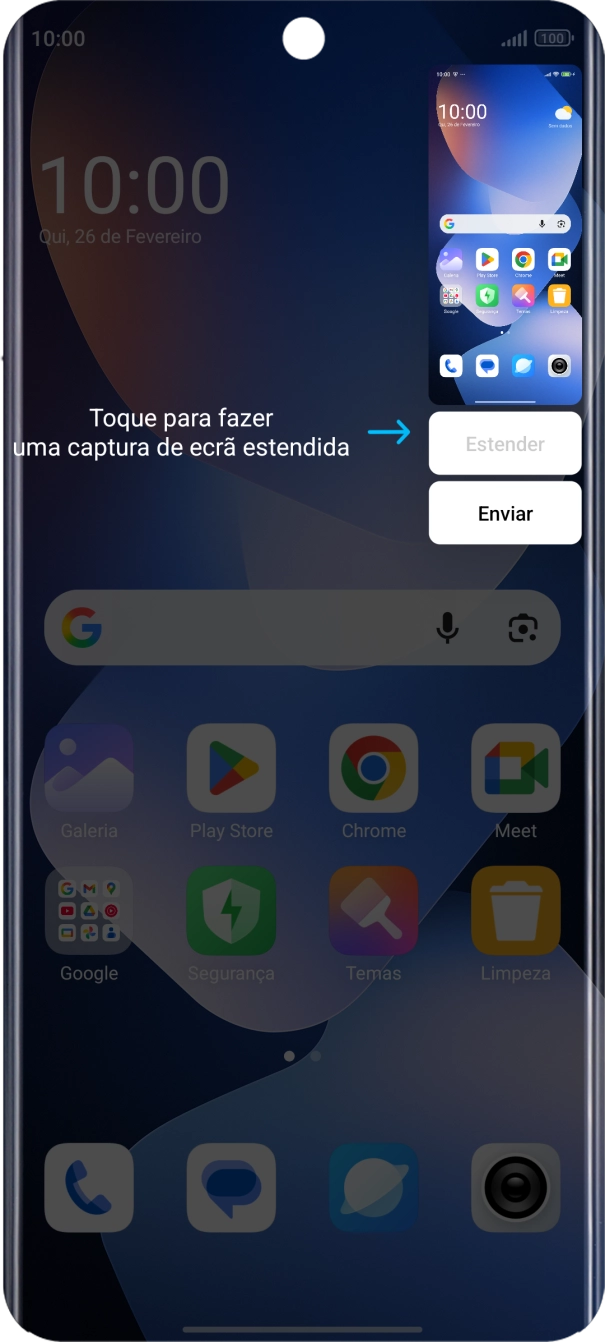 Para modificar a captura de ecrã prima a captura de ecrã e siga as indicações no ecrã para efetuar as modificações pretendidas.