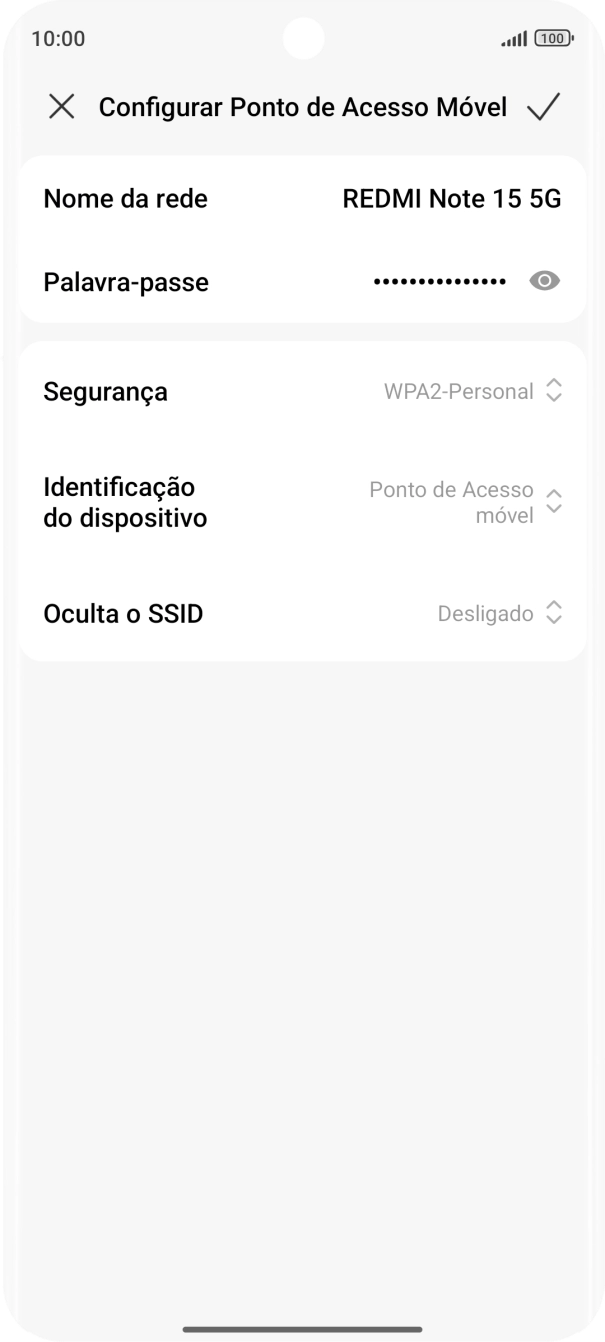 Prima Nome da rede, e introduza o nome pretendido do hotspot Wi-Fi.