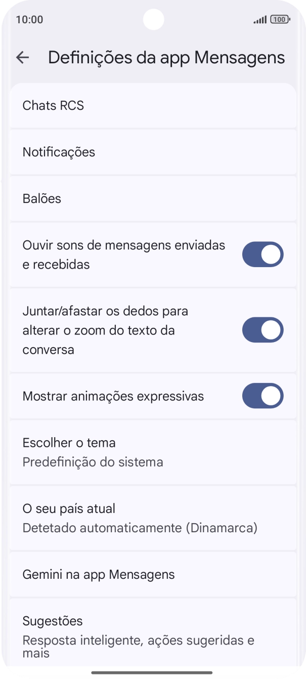 Prima Gemini na app Mensagens.